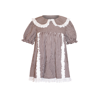 FALL BRIGITTE DRESS - BROWN GINGHAM